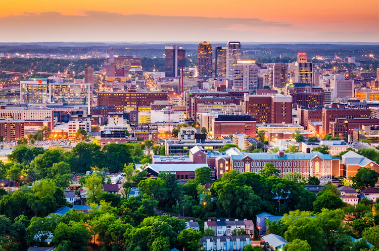 birmingham al skyline at night