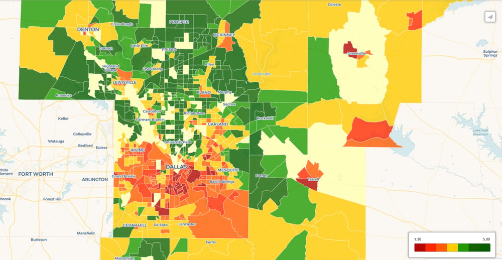 Dallas heat map