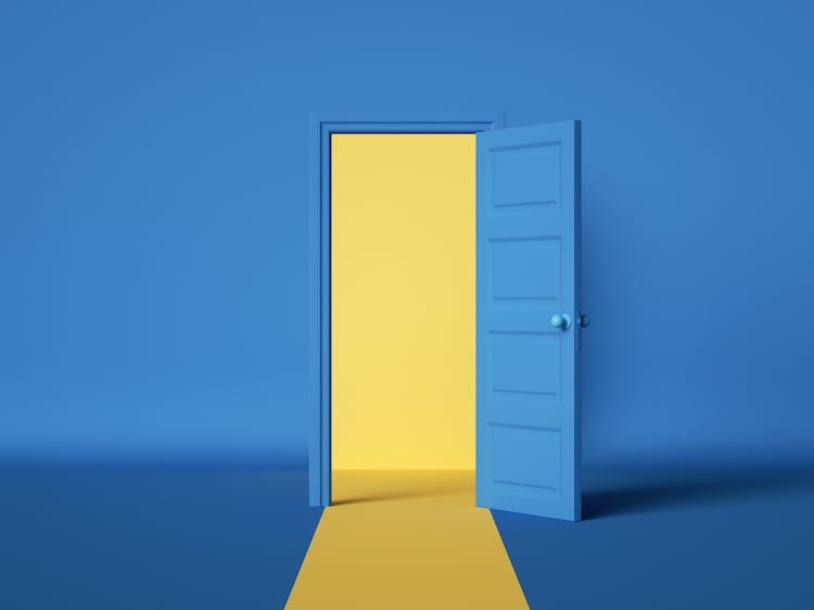 blue open door