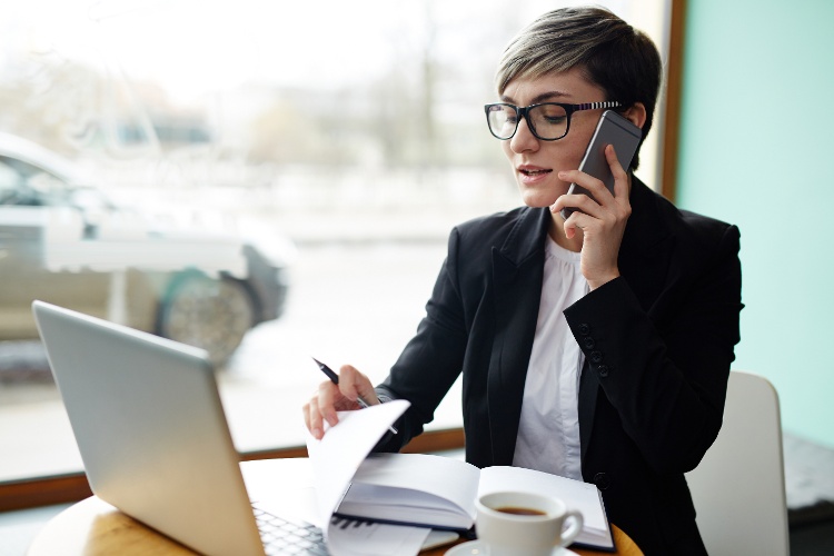 business woman on phone