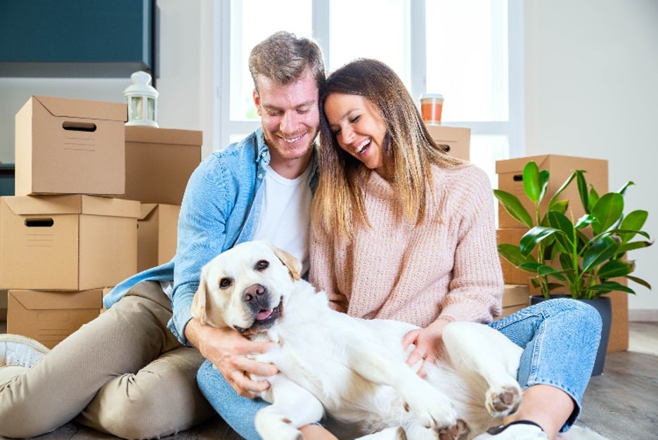 couple with dog