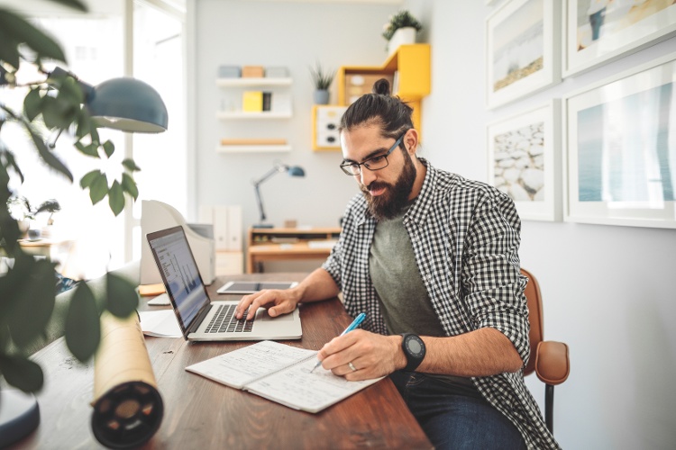 man using computer