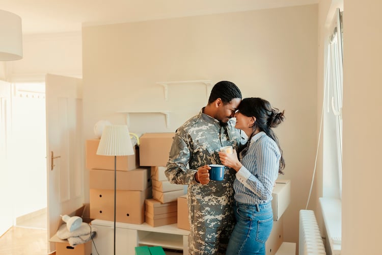 military couple moving