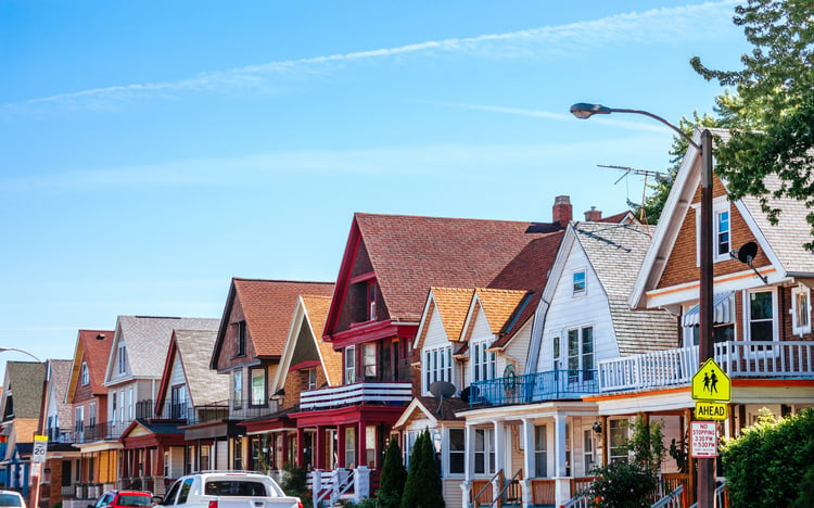 multi-colored row houses