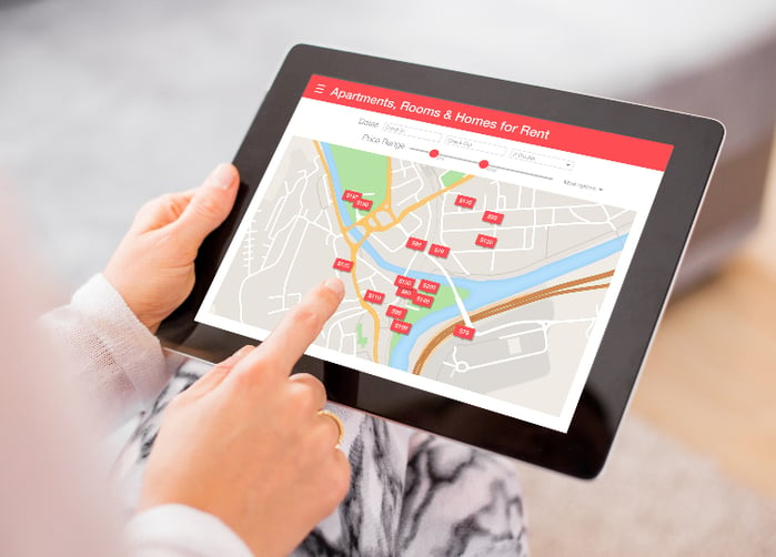 tablet with real estate map